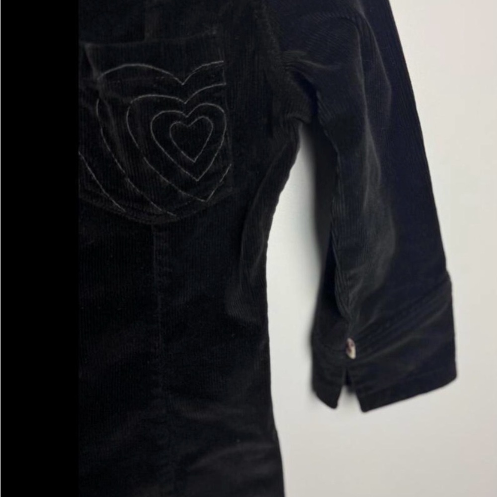 Vintage Western Rusty Black Corduroy Dress with Heart Pocket - Chic & Stylish - Picture 2 of 5